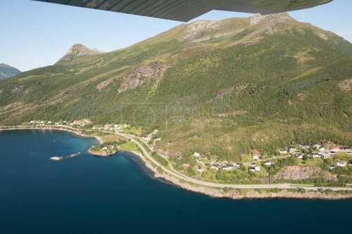 flyfoto av helgeland, salten, meløy, ørnes