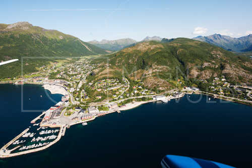 flyfoto av helgeland, salten, meløy, ørnes