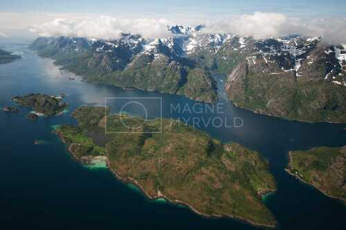 flyfoto av Norway, nordland, salten, lofoten, vesterålen, trollfjord