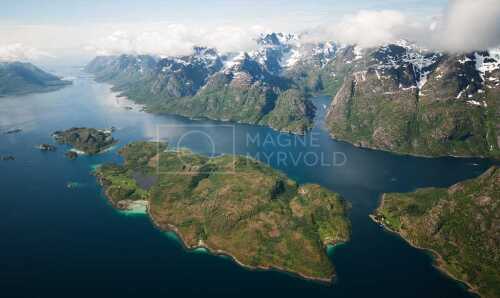flyfoto av Norway, nordland, salten, lofoten, vesterålen, trollfjord