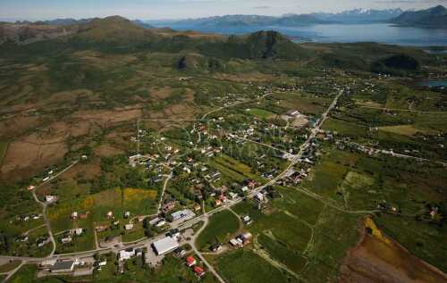 flyfoto av Norway, nordland, salten, vesterålen, stokmarknes, sandnes