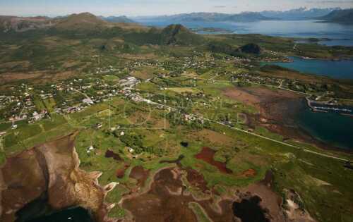 flyfoto av Norway, nordland, salten, vesterålen, stokmarknes, sandnes