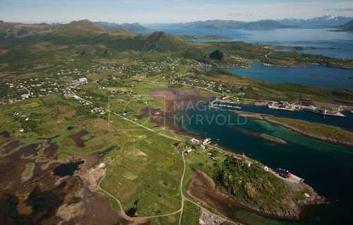 flyfoto av Norway, nordland, salten, vesterålen, stokmarknes, sandnes