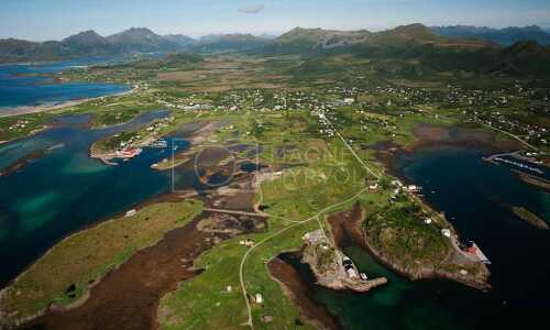 flyfoto av Norway, nordland, salten, vesterålen, stokmarknes, sandnes