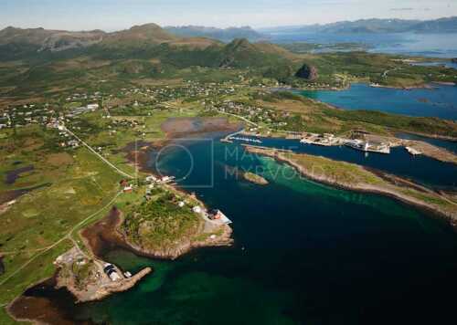 flyfoto av Norway, nordland, salten, vesterålen, stokmarknes, sandnes